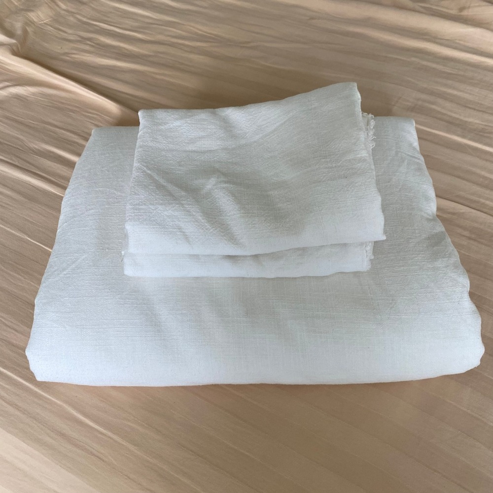 Casaluna King Heavyweight Linen Duvet Cover & Sham Set White